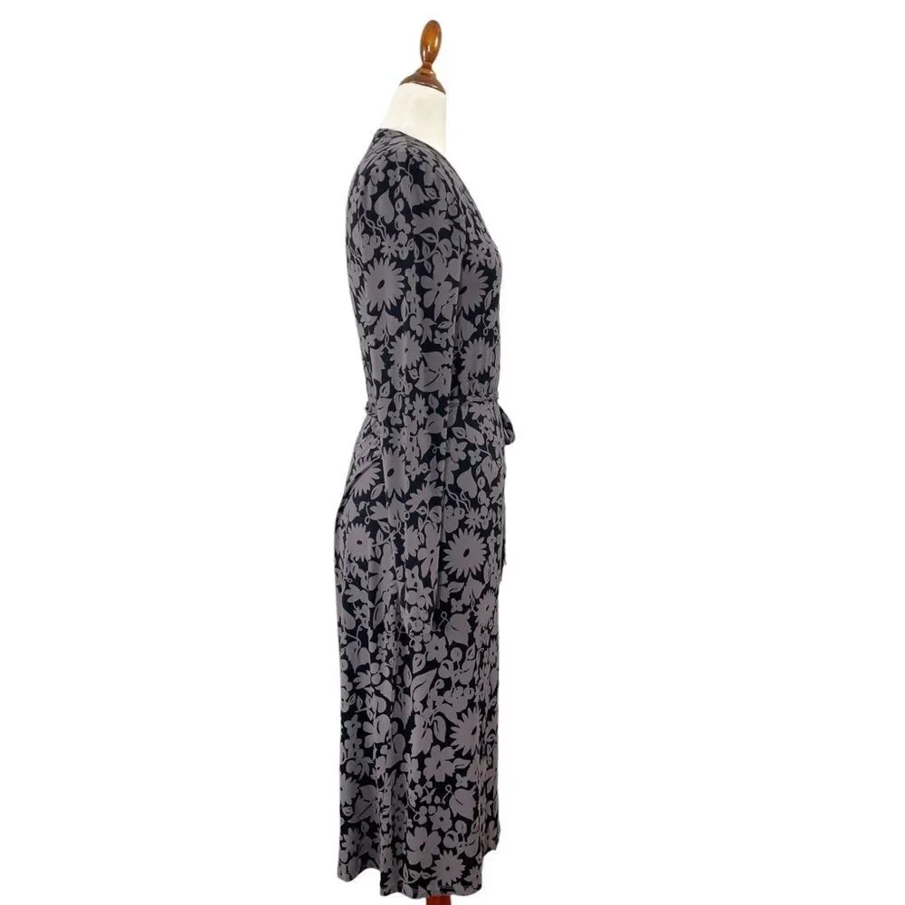 Boden Soft Jersey Long Sleeve Wrap Dress Purple Grey Size 6 Long - Picture 2 of 8